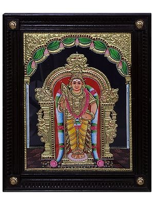 Lord Murugan (Kartikeya) Tanjore Painting|Traditional Colour With 24 Karat Gold|With Frame