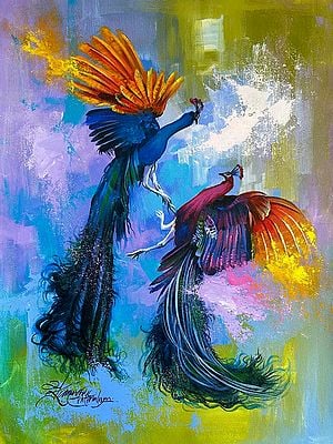 Playing Peacocks | Acrylic Painting