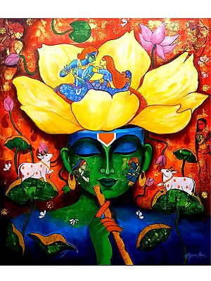 Devotion of Krishna | Painting by Arjun Das