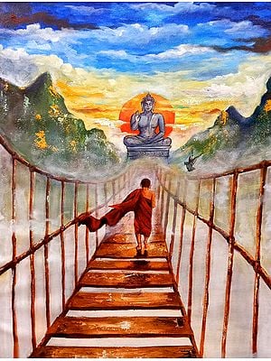 Buddha and Monk | Painting by Arjun Das