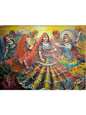 Dandiya Folk Dance | Acrylic on Canvas