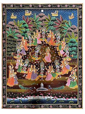 Lord Krishna Dancing With Radha | Pichwai Art