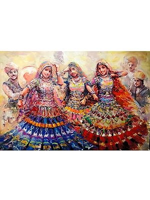 The Women in Ghoomar Celebration Painting