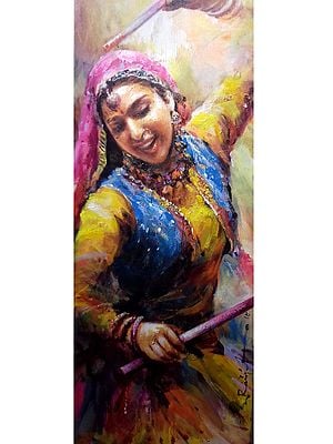 Painting of Woman Playing Dandiya