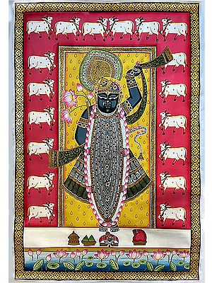 Hindu God Shrinathji Inside Cow Frame | Pichwai Art