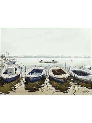 Four Boats on Queue | Watercolor On Paper
