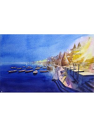 Beautiful Scene Of Varanasi | Watercolor On Paper