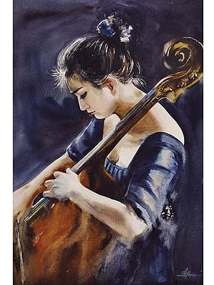 Lady Playing Cello | Watercolor Painting