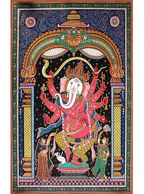 Colourful Multi-Hands Lord Ganesha Dancing | Patta Painting | Odisha Art