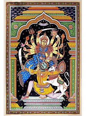 Goddess Durga Killing Demon Mahishasura | Patta Painting | Odisha Art