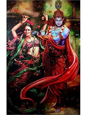 Radha-Krishna Oil Painting By Dhiraj Khandelwal