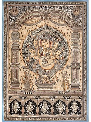 Lord Ganesha In Frame | Patta Painting | Odisha Art