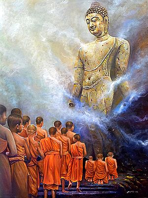 Buddha Preaching | Acrylic on Canvas | Painting By Jugal Sarkar