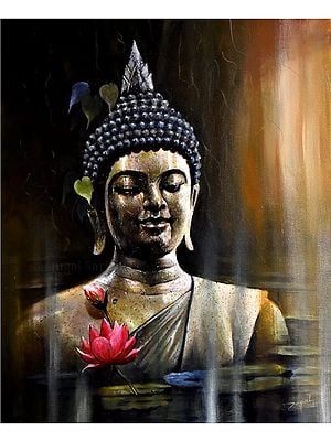 Immersed Buddha | Acrylic on Canvas | Painting By Jugal Sarkar