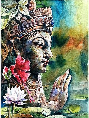 Colourful Crowned Buddha | Water Color | Painting By Jugal Sarkar