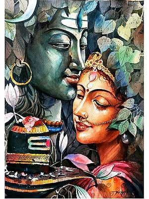 Shiva Parvati| Water Color | Painting By Jugal Sarkar