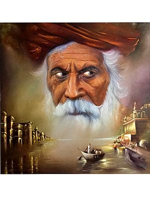 Turbaned Sadhu with White Beard | Painting by MK Goyal