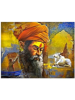 Sacred Indian | MK Goyal | Mix Media on Canvas