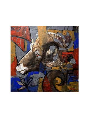 Bighorn sheep | MK Goyal | Mix Media on Canvas