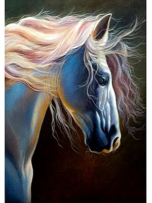 Blue Horse | MK Goyal | Acrylic on Canvas