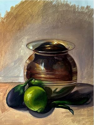 Still Life Vessel With Vegetables | MK Goyal | Oil painting