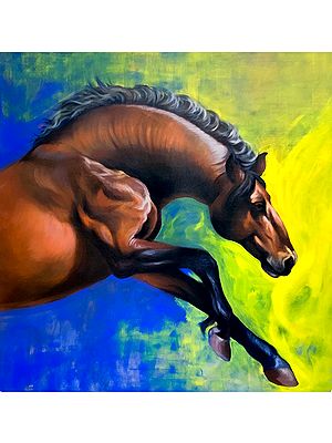 Jumping Horse | Painting by MK Goyal