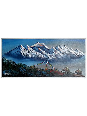 Mount Everest And Yak Painting | Oil On Canvas