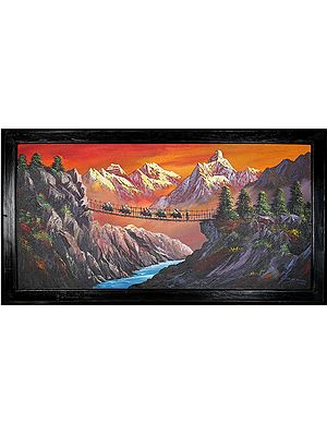 Sunset  Near Mountain Valley | Oil On Canvas