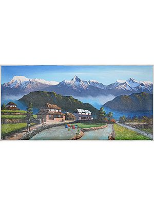 Mount Everest Rice Agriculture Painting | Oil On Canvas