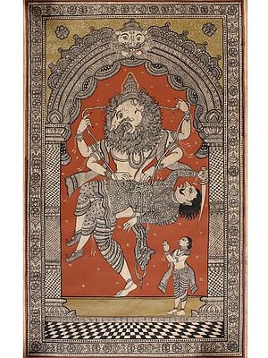 Superfine Vishnu Avatar Narasimha Killing Hiranyakashipu | Patta Painting | Odisha Art