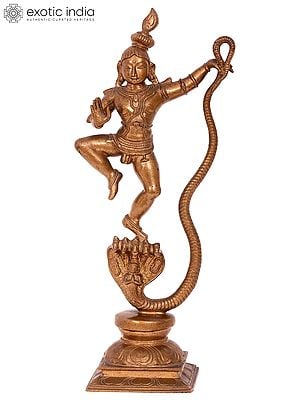 14'' Kaliya Krishna | Madhuchista Vidhana (Lost-Wax) | Panchaloha Bronze from Swamimalai