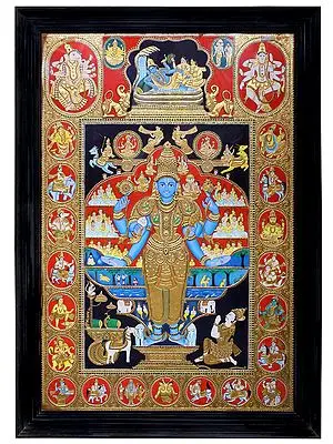 Lord Krishna Shows Vishwarupa to Arjun in The Gita | Traditional Colors with 24K Gold