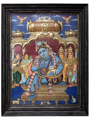 Butter Krishna | Traditional Colors With 24K Gold