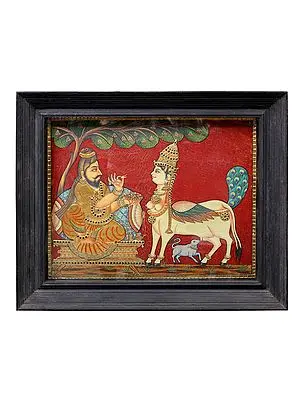 Kamadhenu Worshipped by Vashista Muni | Traditional Colors With 24K Gold