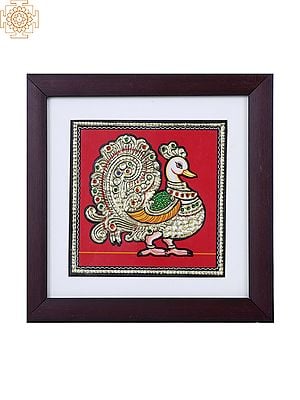 Peacock | Tanjore Painting with Gold Foil Work