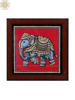 Decorative Elephant | Tanjore Artwork with Gold Foil Work