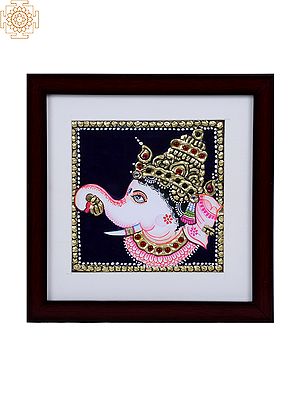 Lord Ganesha Face | Tanjore Art with Gold Foil Work