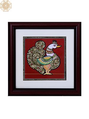 South Indian Peacock | Tanjore Art with Gold Foil Work