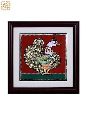 Mayura (Peacock) | Tanjore Art with Gold Foil Work