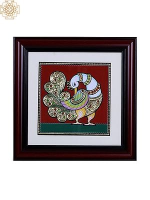 Decorative Peacock | Tanjore Art with Gold Foil Work