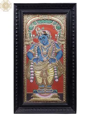 Lord Krishna Tanjore Painting | Traditional Colors with 24K Gold