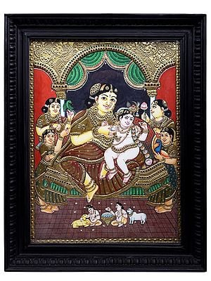 Bal Krishna with Maa Yashoda | Traditional Colors With 24K Gold