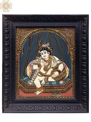 Butter Krishna | Traditional Colors With 24K Gold