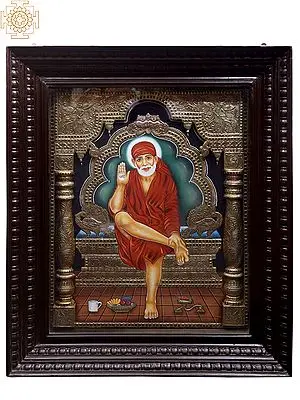 Shirdi Sai Baba Tanjore Painting | Traditional Colors with 24K Gold