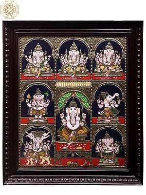 Ashta Ganesha | Traditional Colors With 24K Gold