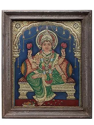 Devi Lakshmi Thanjavur Painting | Traditional Colors with 24K Gold