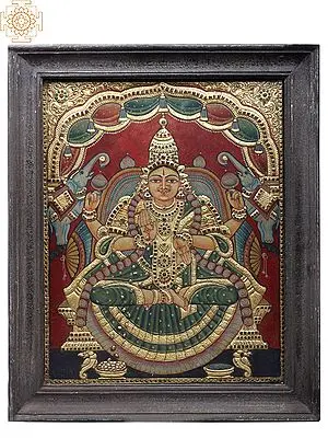 Devi Gajalakshmi Tanjore Painting | Traditional Colors with 24K Gold