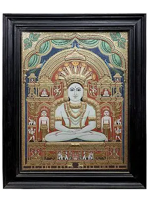 Jain Tirthankara Parshvanatha with Serpent Hood | Traditional Colors with 24K Gold