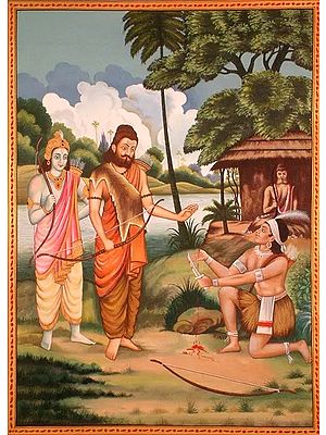 Eklavya Paying Guru Dakshina to Dronacharya (A Poignant Episode from the Mahabharata)