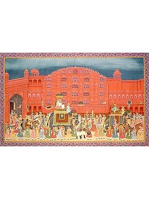 Procession at Hawa Mahal of Jaipur